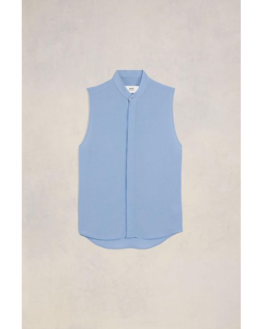 AMI Blue Sleeveless Shirt for men