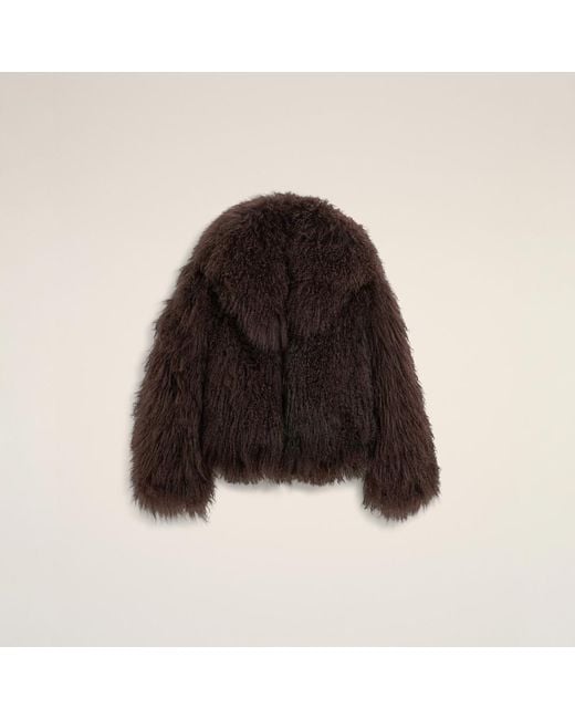 AMI Brown Lamb Shearling Short Jacket