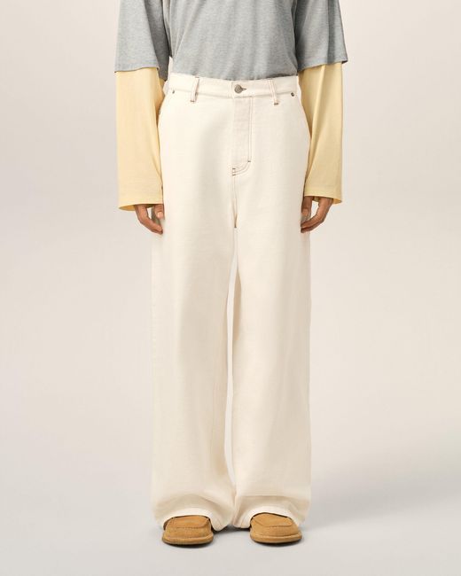 AMI Natural Cotton Wide Fit Trousers for men