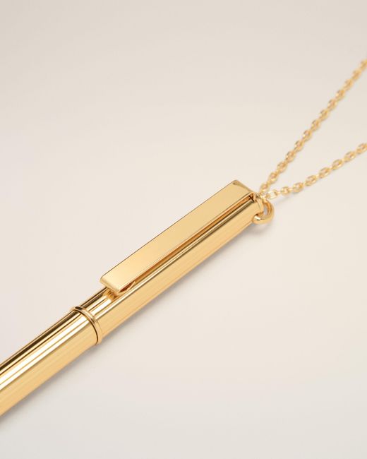 AMI Natural Brass Pen Pendant Necklace