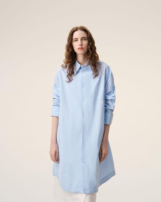 AMI Blue Cotton Ami De Coeur Wide Shirt Dress