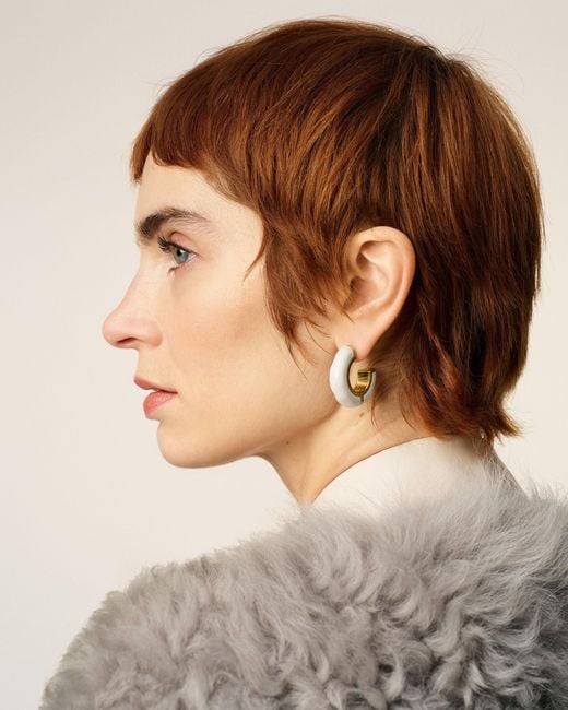 AMI Natural Brass Hammered Lacquered Earrings