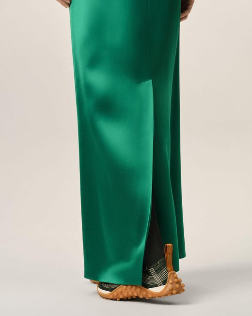 AMI Green Straight Wool And Viscose Skirt