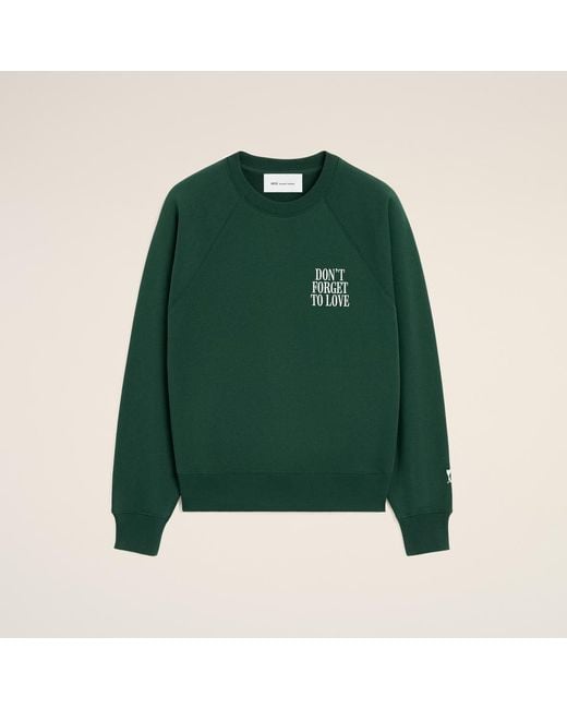 AMI Green Cotton "Don'T Forget To Love" Sweatshirt