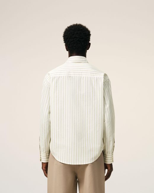 AMI Natural Striped Cotton Ami De Coeur Boxy Shirt