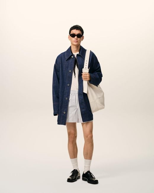 AMI Blue Cotton Heritage Label Worker Jacket