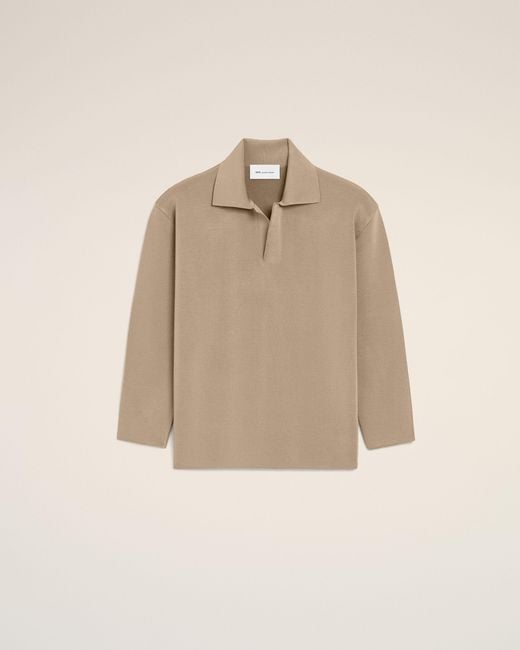 AMI Natural Wool Long Sleeves Polo for men