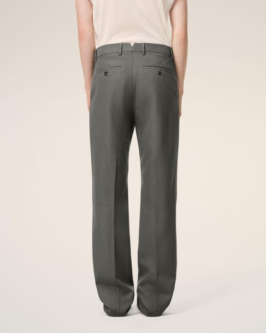 AMI Gray Wool Straight Trousers for men