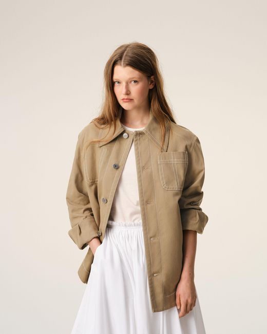 AMI Natural Cotton Worker Buttoned Jacket