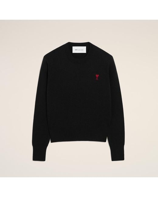 AMI Black Wool Sweater With Crew Neck