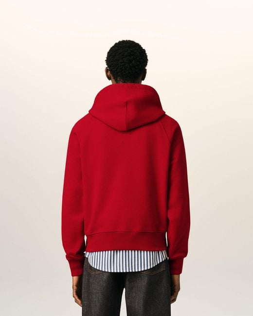 AMI Red Cotton Hoodie With Embroidery