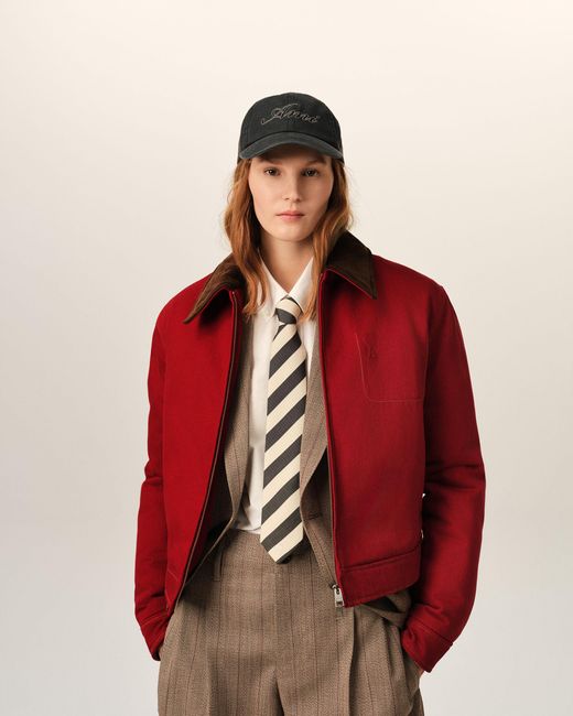 AMI Red Cotton Zipped Jacket With Ami De Coeur