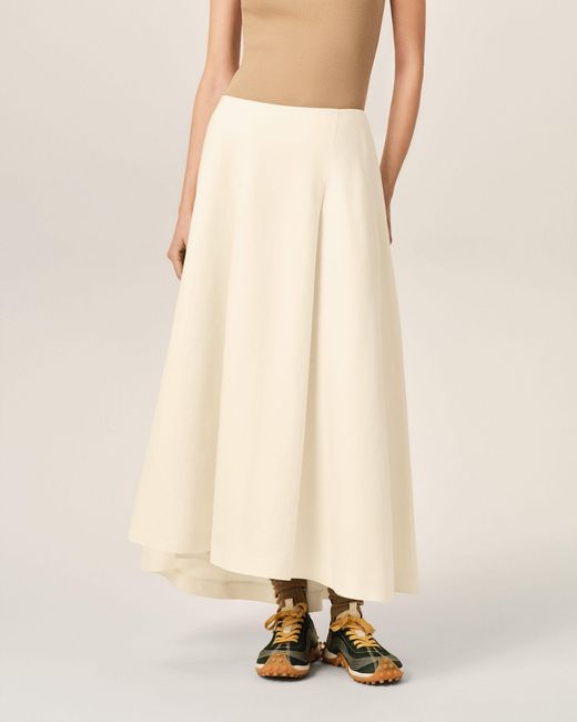 AMI Natural A-Line Cotton And Linen Skirt