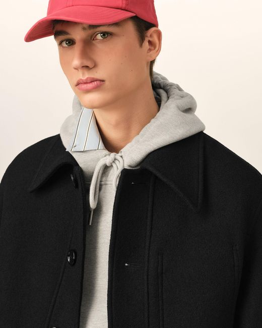 AMI Black Wool Button-Down Jacket