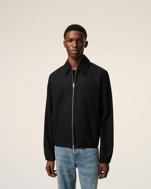 AMI Black Ami De Coeur Zipped Bomber Jacket for men