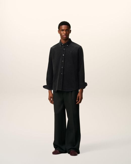 AMI Ami De Coeur Button-Down-Hemd Aus Schwarzer Baumwolle Grau in Black für Herren