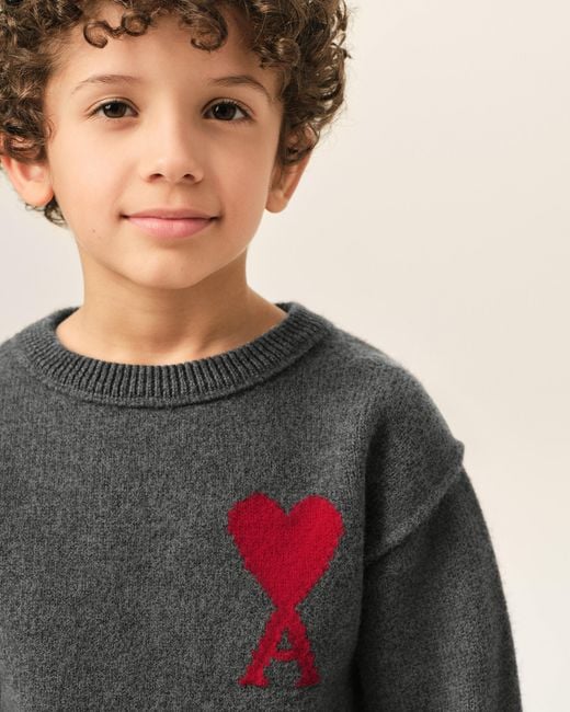 AMI Multicolor Crewneck Wool Sweater With Ami De Coeur