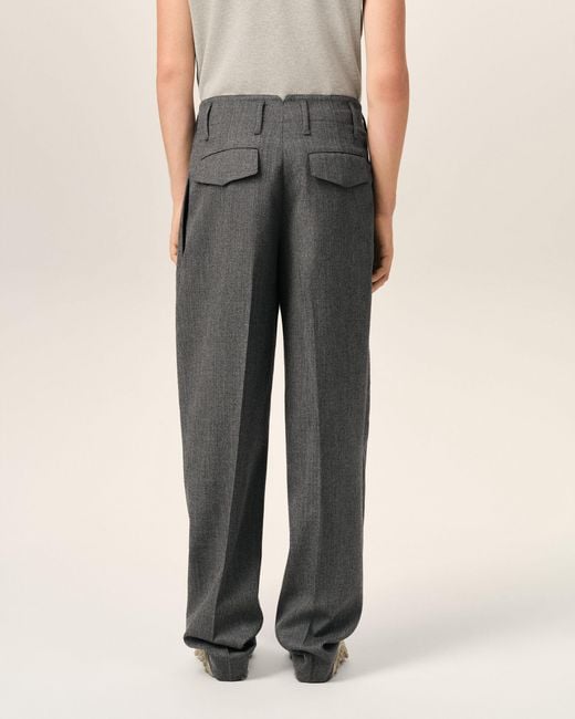 AMI Gray Two-Pleats Wool Trousers for men