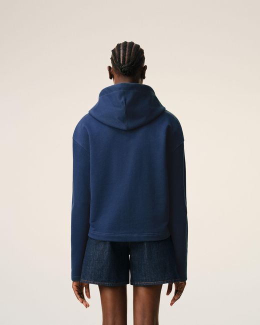 AMI Blue Cotton Ami De Coeur Zipped Hoodie