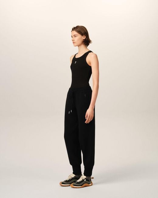 AMI Black Wool Track Pants
