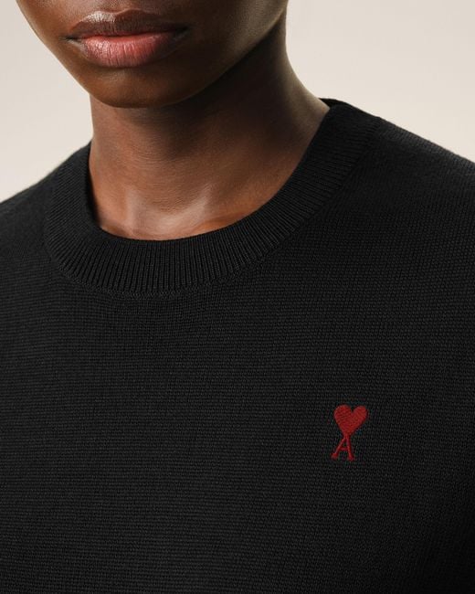 AMI Black Wool Sweater With Crew Neck