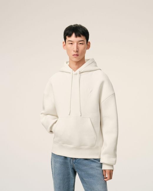 AMI Natural Cotton Embossed Ami De Coeur Hoodie