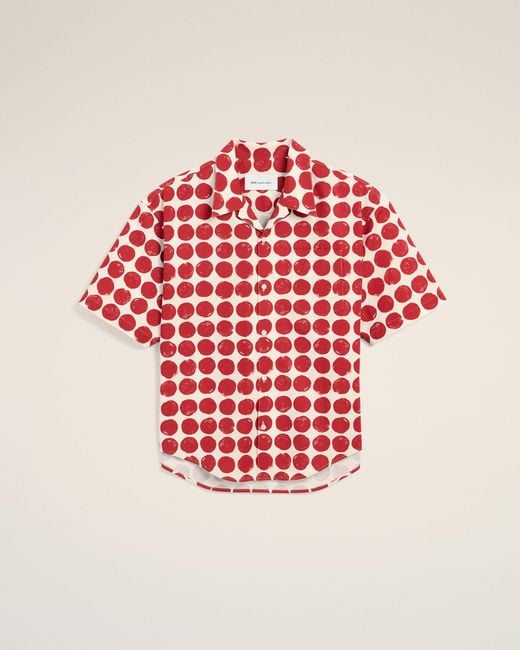 AMI Red Polka-Dot Boxy Cotton Short-Sleeve Shirt for men