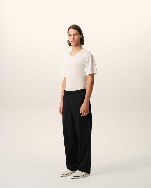 AMI Black New Wool Elasticated Waist Trousers for men
