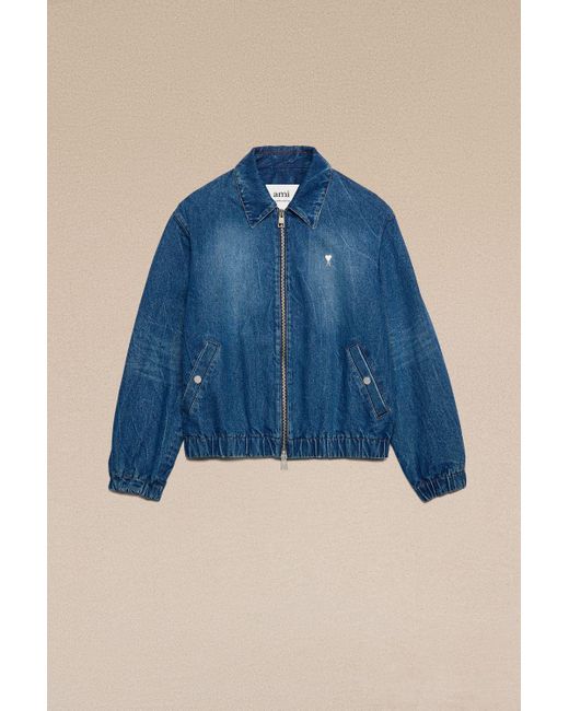 AMI Blue Ami De Coeur Zipped Jacket for men