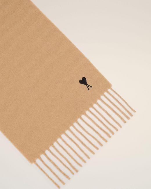 AMI Natural Wool Scarf With Ami De Coeur
