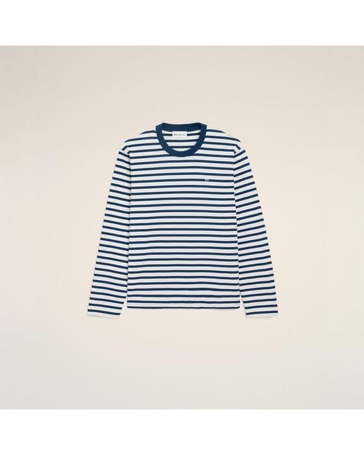 AMI Blue Cotton Long Sleeves Mariniere Ami De Coeur T-Shirt