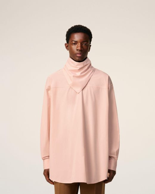 AMI Pink Cotton Long Sleeves Bandana Blouse