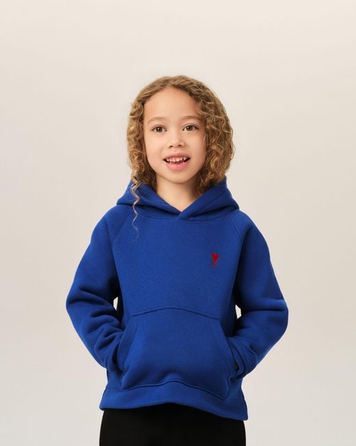 AMI Blue Cotton Hoodie With Ami De Coeur