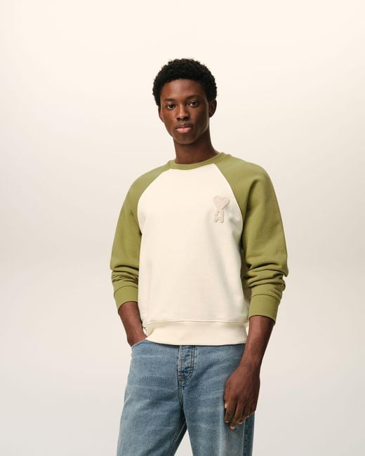 AMI Natural And Cotton Knitted Ami De Coeur Sweatshirt