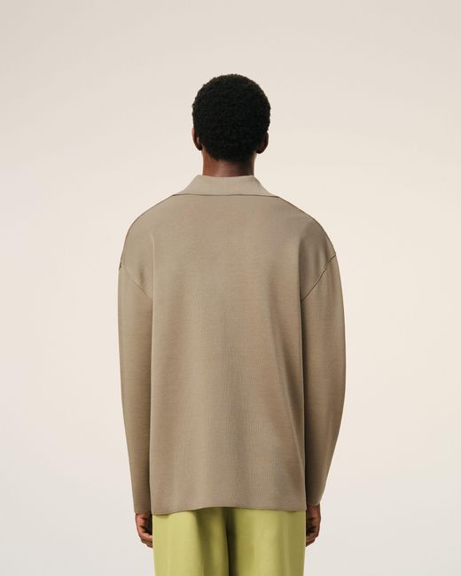 AMI Natural Wool Long Sleeves Polo for men