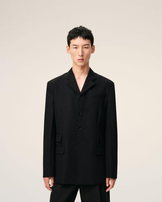 AMI Black New Wool Single Breasted Straight Jacket for men