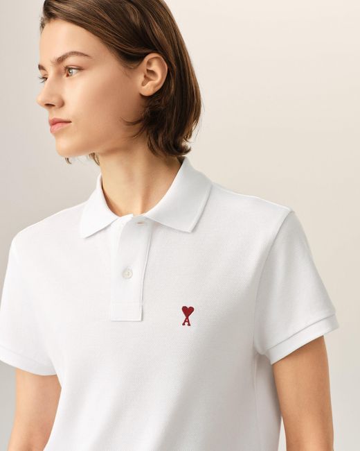 AMI Natural Cotton Polo With Ami De Coeur