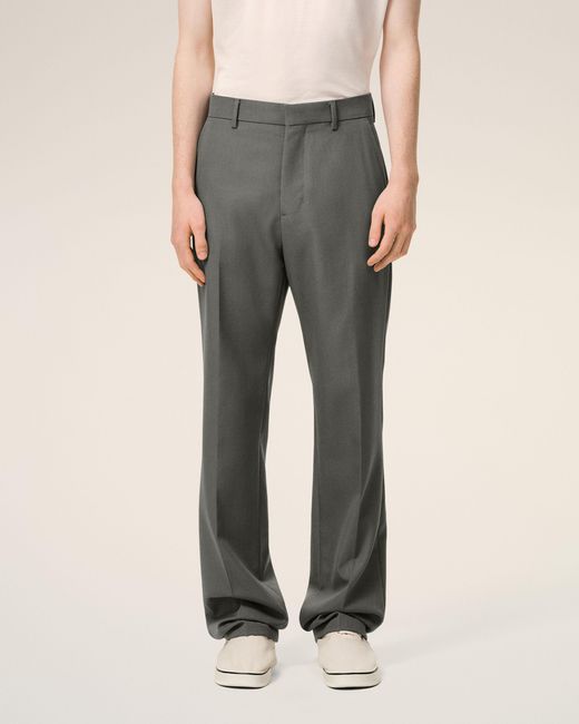 AMI Gray Wool Straight Trousers for men