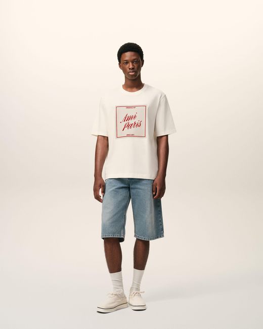 AMI Natural Cotton Heritage Print T-Shirt