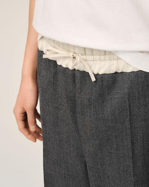 AMI Multicolor Elasticated-Waist Wool And Satin Trousers for men
