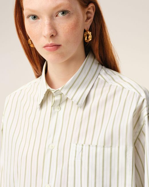 AMI Natural Striped Cotton Ami De Coeur Boxy Shirt