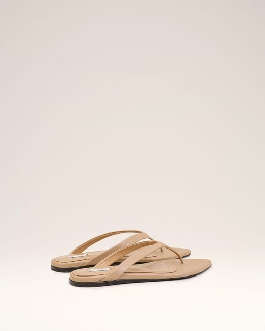 AMI Natural Lamb Leather Pointed Toe Flip Flops