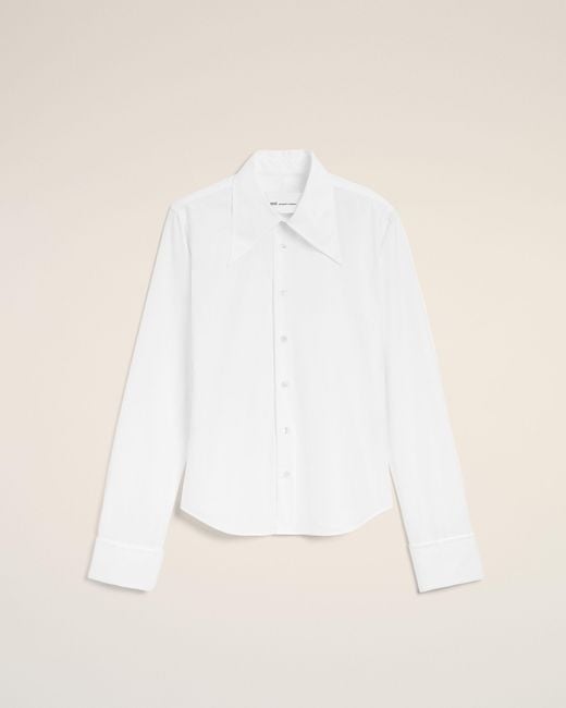 AMI Natural Blended Silk Sharp Collar Adjusted Shirt