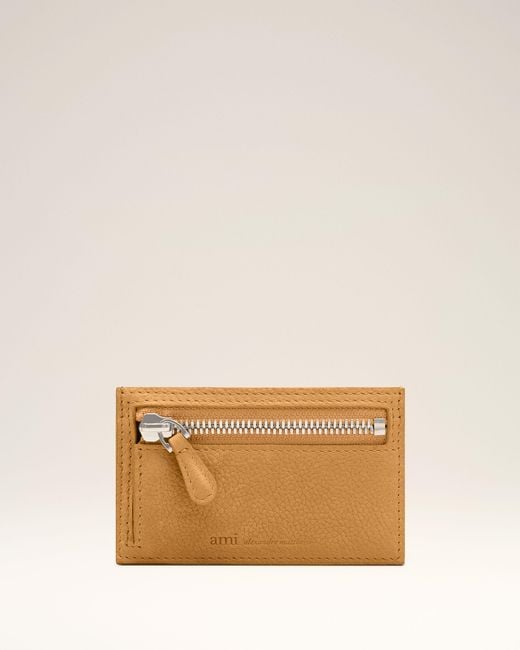 AMI Natural Cow Leather Carrousel Zipped Card Holder