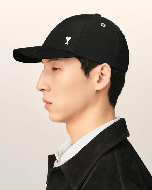 AMI Black Nylon And Cotton Cap With Ami De Coeur Stud