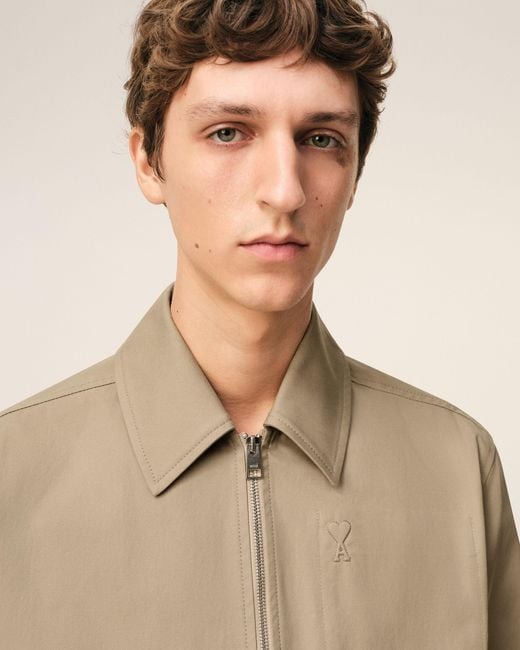 AMI Natural Cotton Ami De Cœur Zipped Jacket for men