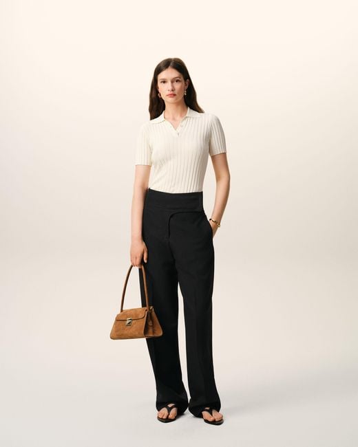 AMI Black New Wool Wrapped Belted Trousers