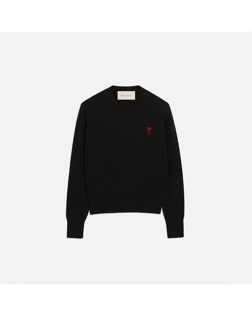 AMI Black Wool Sweater With Crew Neck