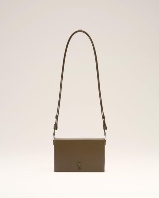 AMI Natural Smooth Leather Ami De Coeur Lunch Box Bag