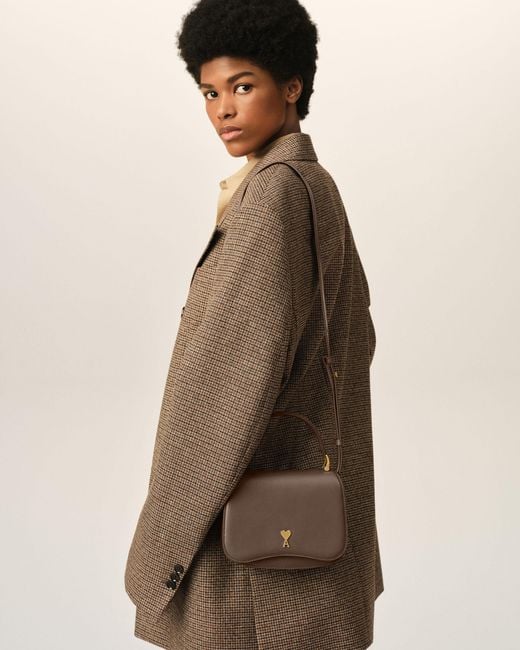 AMI Natural Cowhide Leather Paris Paris Top Handle Bag